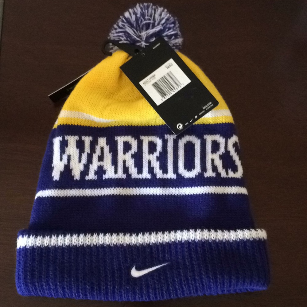 Golden State Warrior Beanie with removal pom.
